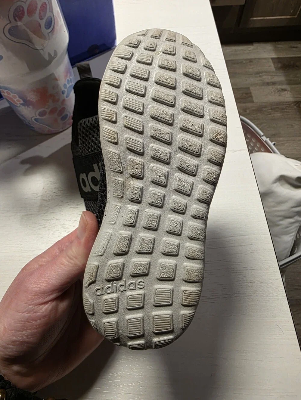 adidas Kids Black Mesh Slip-On Sneakers with Speckled White Sole